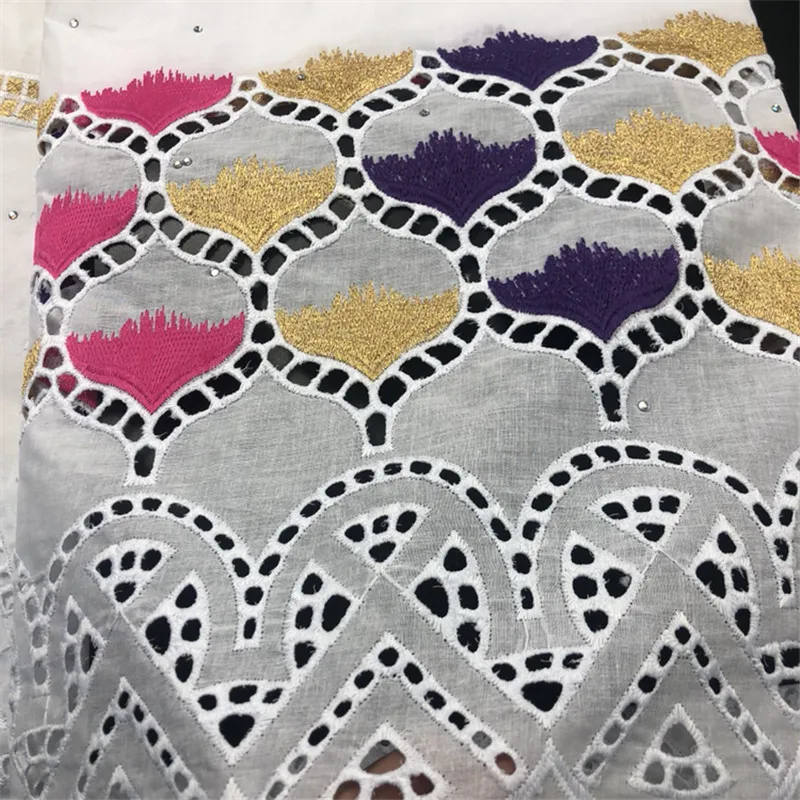 

Latest african swiss voile 2.5 yard Swiss embroidery lace fabric African Swiss voile lace 100% cotton fabrics CP034