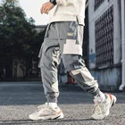 Мужские брюки-карго, Свободные мешковатые шаровары в стиле хип-хоп с эластичным поясом, длиной до щиколотки, корейский стиль