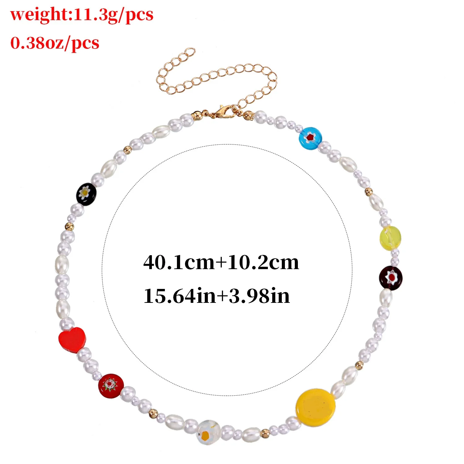 

Colorful Bead Pearl Necklace Flowers Heart Strand Beaded Choker Gift For Women Cute Pendant Jewelry 2021 New Trend Party
