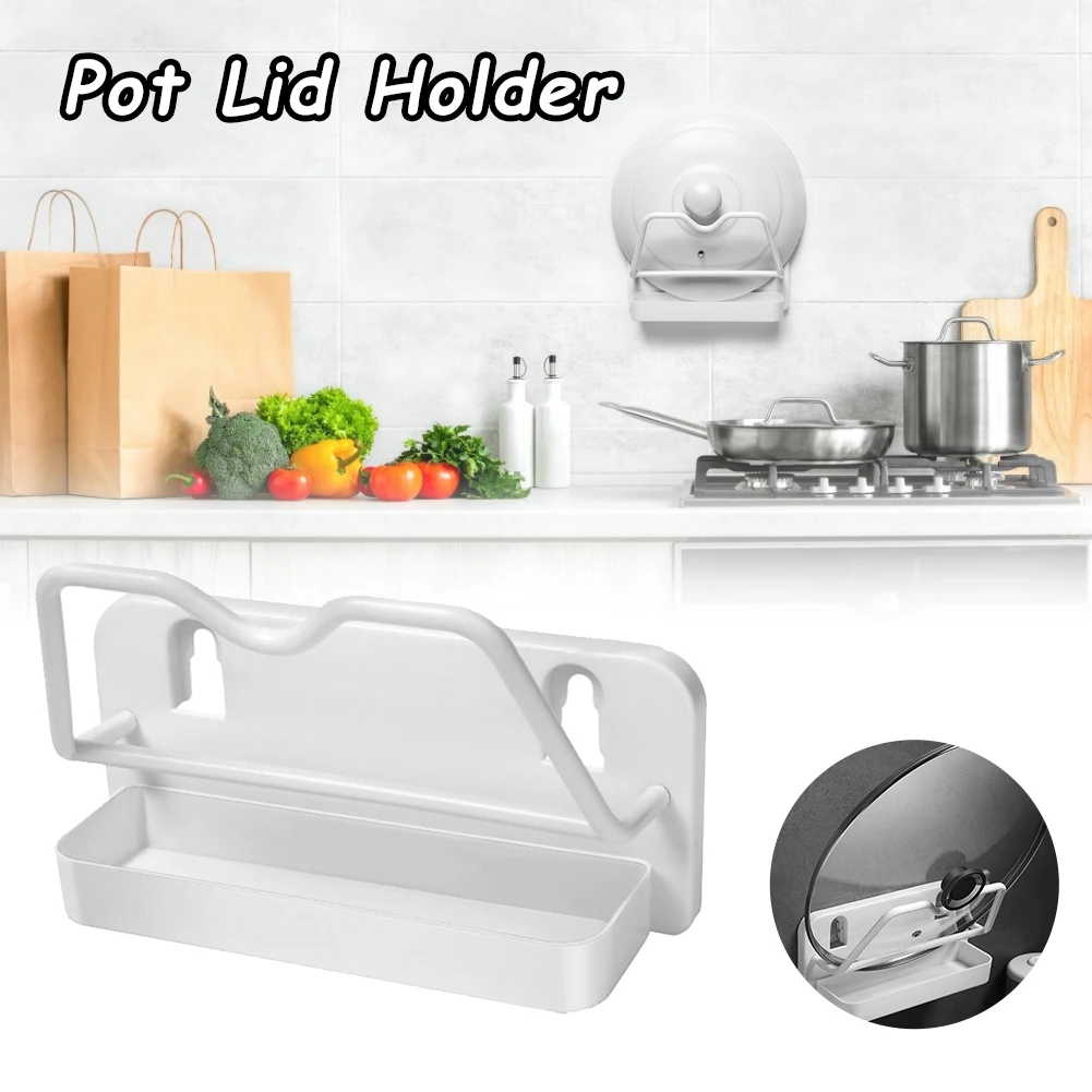 

Pot Lid Organizer Pot Lid Drain Rack Wall Mount Lid Holder Kitchen Drain Storage