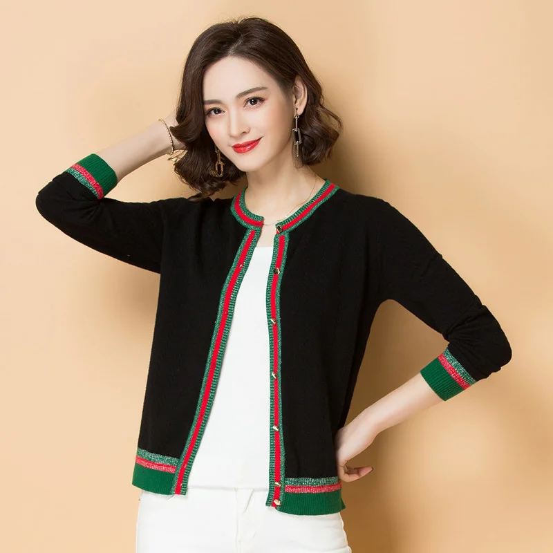 

New Spring Cashmere Cardigan Short Women's Sweater Elegant Ladies Korean Knitted Red Coat Loose Casual Jacket Women