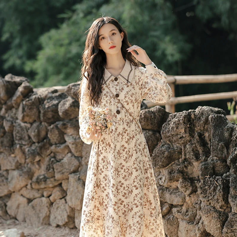 

Dresses for Women Summer French Style e Doll Collar Floral Dress for Women Autumn Winter Long Dress Dresses