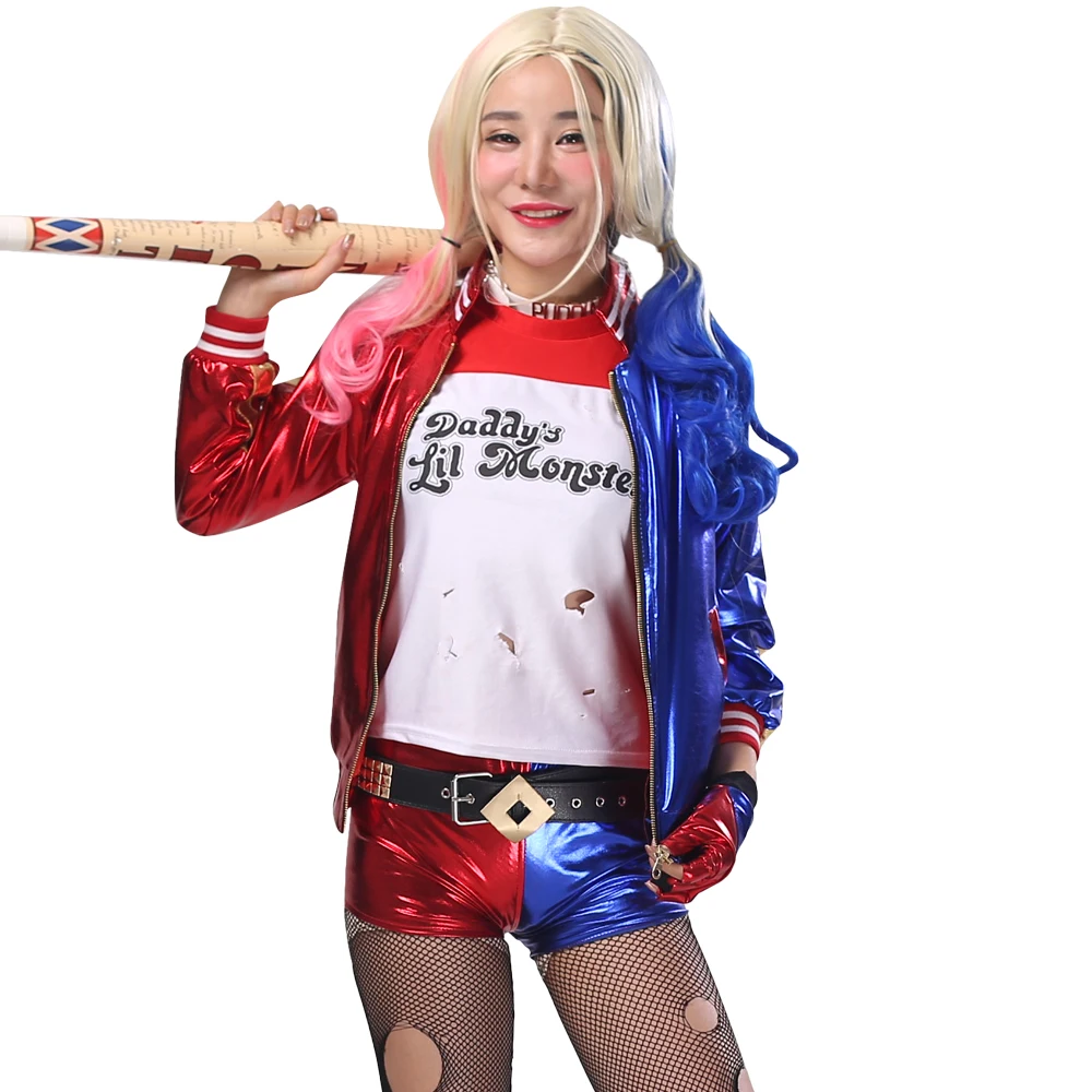 Anime Frozen Dress Harley Costume Quinn Girl Wig Shirt Bat Kids Adult Women Tops Accessories Arkham Shelter City