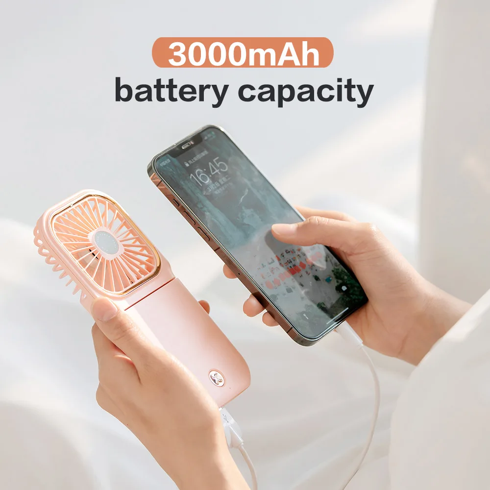 

Mini Neck Fans USB Rechargeable Handheld Adjustable Desktop Fan Multi-function Power Bank Phone Holder for Office School Outdoor