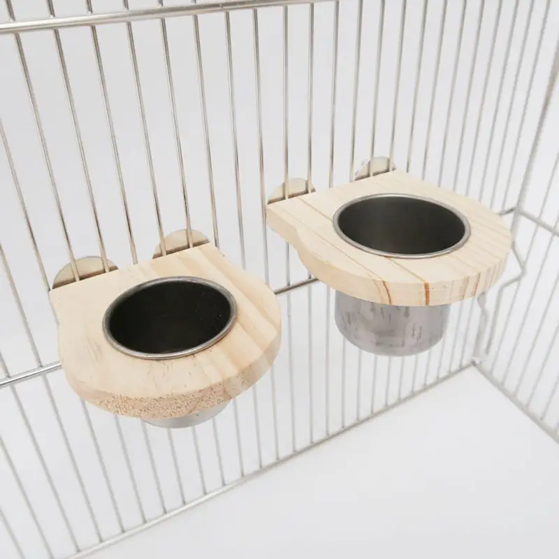

Bird Feeding Cups with Clamp Parrot Cage Hanging Food Water Bowl Stainless Steel Coop Cup Feeding Dish Feeder for Parakeet
