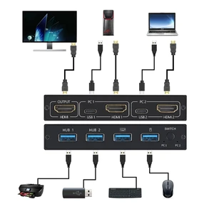 AM-KVM 201CL Share 1 Monitor/Keyboard& Mouse Set KVM Switch HDMI-compatible/USB KVM Switch Support 2Kx4K 2 Hosts