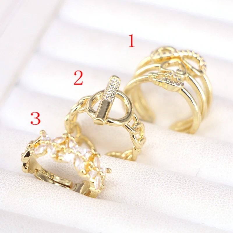 

5Pcs Gold Color CZ ring, Dainty stackable rings, adjustable ring, open ring, layer rings
