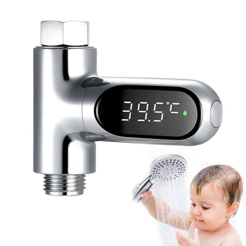 Water Shower Thermometer LED Display Home Care Flow Self-Generating Electricity Meter Monitor Baby Celsius Faucets Precise Bath | Дом и сад