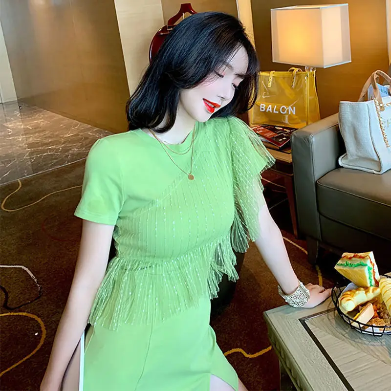 

Gauze temperament dress 2021 new sexy slim A-line buttock Jumpsuit