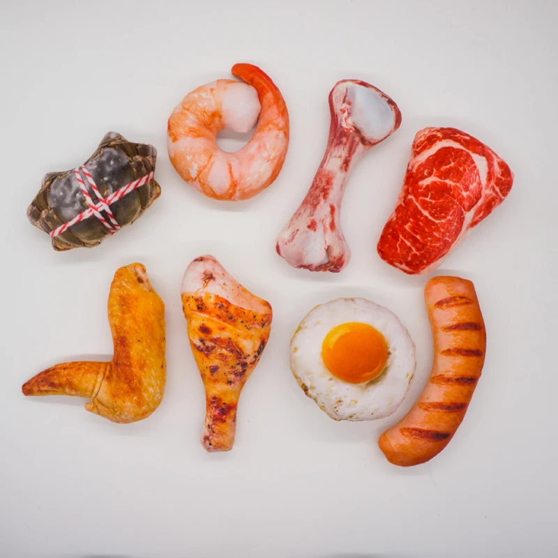

Funny Squeaky Toys For Small Medium Dogs Puppy Bite Resistant Simulated Dog Toy Meat Seafood Ice Cream Series Pet Product