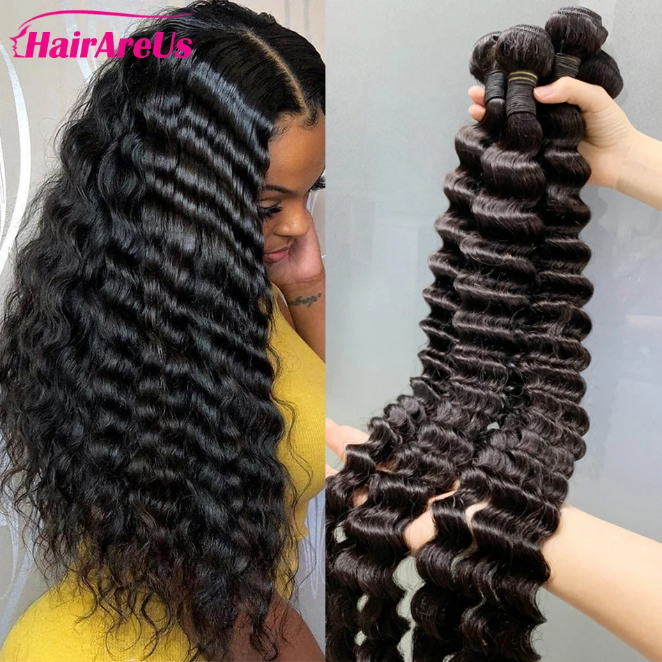 

28 30 Inch Remy Brazilian Hair Weave Human Hair Bundles Deep Wave Human Hair Natural Color 100% Human Hair Extension for Women