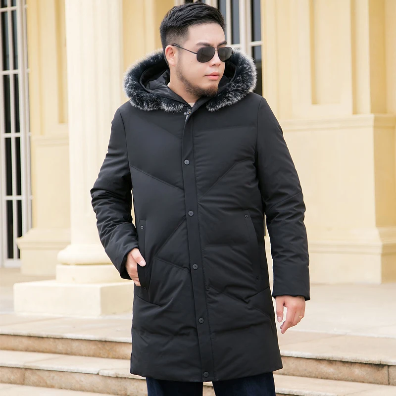 Плюс Размеры 5XL 6XL 7XL осень-зима пуховик Для Мужчин's Куртка–пуховик на 90% белом утином пуху Для Мужчин's Parker теплая куртка-пуховик - Цвет: black