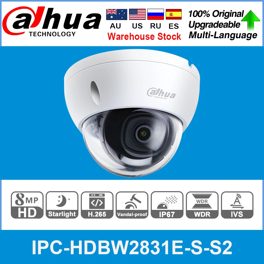 Сетевой видеорегистратор Dahua оригинальный IPC HDBW2831E S S2 8MP 4K POE IP камера Слот для