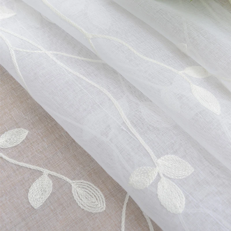 White Embroidered Voile Curtains For Bedroom Window Curtain Living Room Leaves Sheer Blinds Drapes ZH010Z | Дом и сад