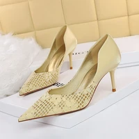 bigtree spring women shoes floral pumps dorsay two piece totem pointed toe thin heels casual fashion champagne size 34 43