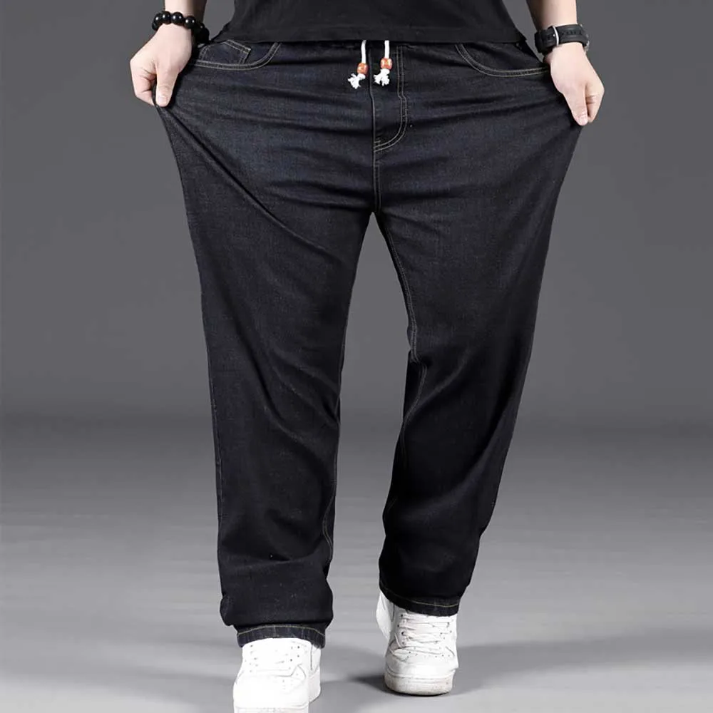 New Fashion Loose Baggy Jeans Men Casual Denim Pants Straight Trousers Warm Fleece Jeans Plus Size 7XL 8XL Hiphop Harem Jeans