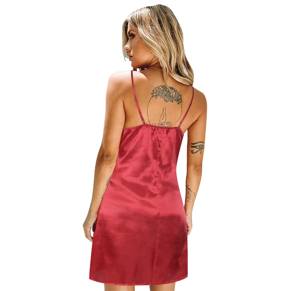 Новая модная женская Повседневная шелковая ночная рубашка без рукавов Santin