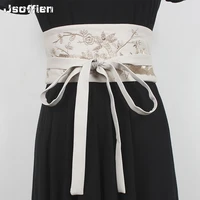 embroider chinese style hanfu belt japanese kimono obi belt woman elastic waist cummerbunds wide waistband haori cummerbunds