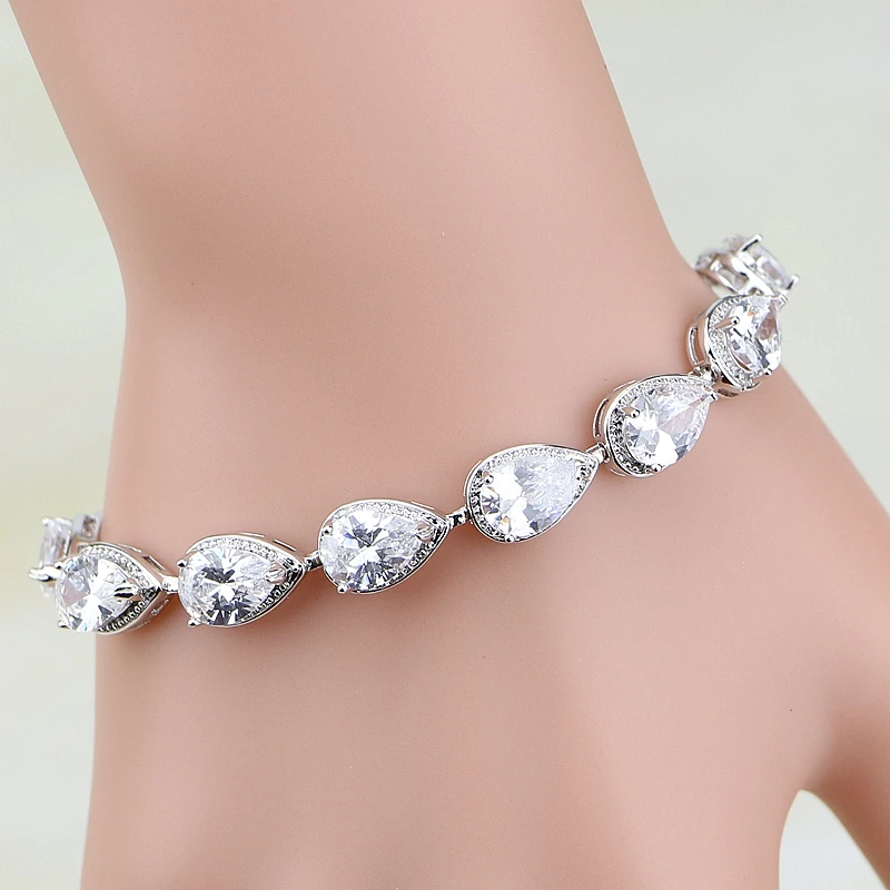 Женский браслет из серебра 925 пробы с фианитом 7 дюймов|chain bracelet|bracelet free shippinglink chain