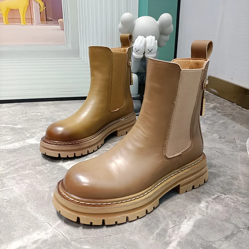 

Martin boots women's autumn 2021 new leather lace-up thick-soled boots British style Brock short boots smoke tube boots