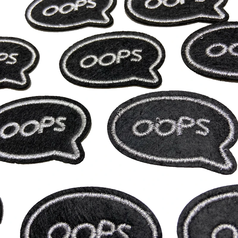 Новинка 10 шт. Серебряный Упс вышитые патчи железные на буквы значок заплаты