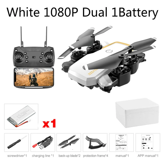 White 1080P Dual 1B LF609 Дрон 4K с HD камерой wifi 1080P двойная камера следуя за мной Квадрокоптер FPV Профессиональный Дрон долгий срок службы батареи игрушка для детей - Цвет: White 1080P Dual 1B