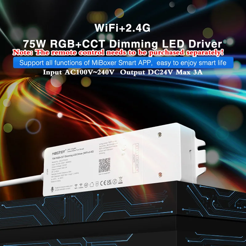 

Светодиодный драйвер с регулируемой яркостью, 75 Вт, RGB, CCT, 2,4 ГГц, Wi-Fi