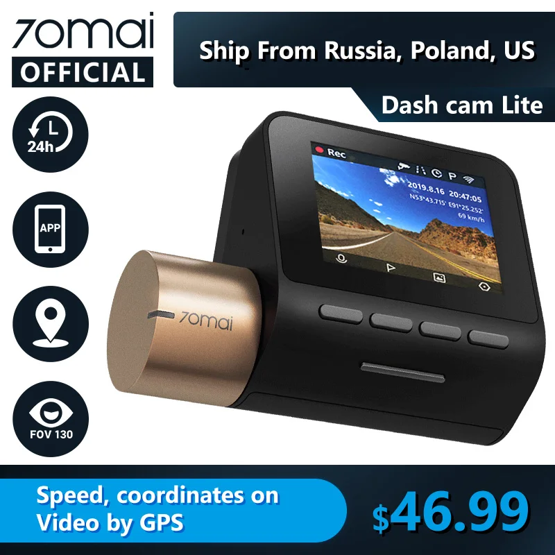 256Рубль купон Новая 70mai Dash Cam Lite 1080P скорость координаты gps модули 70 MAI Lite Автомобильный видеорегистратор 24H монитор парковки 70mai Lite Автомобильный видеорегистратор
