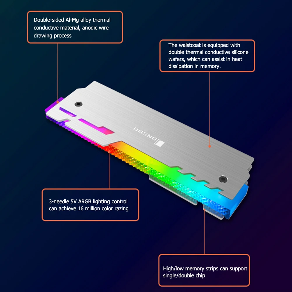 JONSBO NC-3 DDR 3 4 ОЗУ Радиатор A-RGB памяти тепловыделение кулер 5V 3Pin Интерфейс радиатора