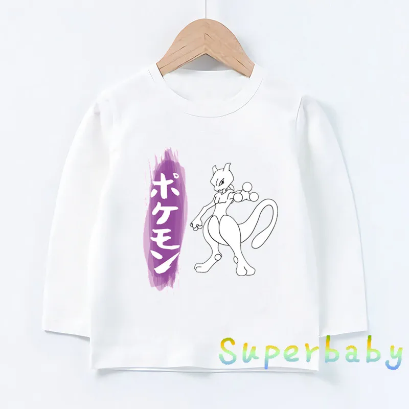 Mewtwo/футболка с принтом акварельных чернил для маленьких мальчиков футболка