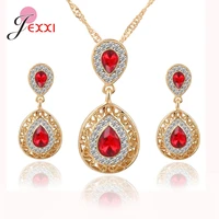 wedding party classic green natural stone jewelry sets for women gold color drop earrings necklace pendant lovers gift