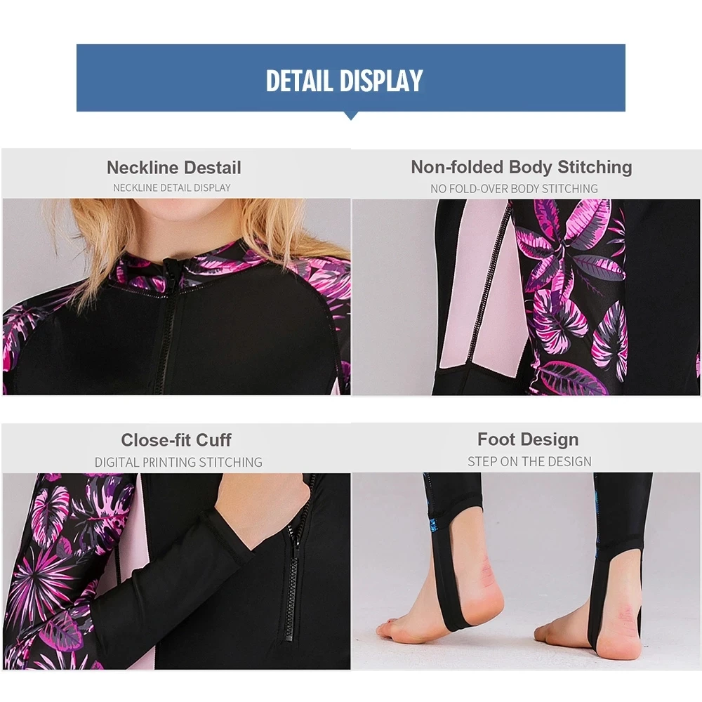 

Sbart New Diving Suit Women's One-Piece Suntan Long Sleeves Swimsuit Snorkeling Slim Body Surf Suit Good Quality Swim