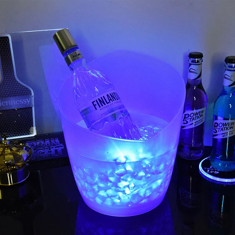 5L Waterdichte Led Kleur Veranderende Plastic Ijsemmer Bars Nachtclubs Led Light Up Champagne Bier Emmer Bars