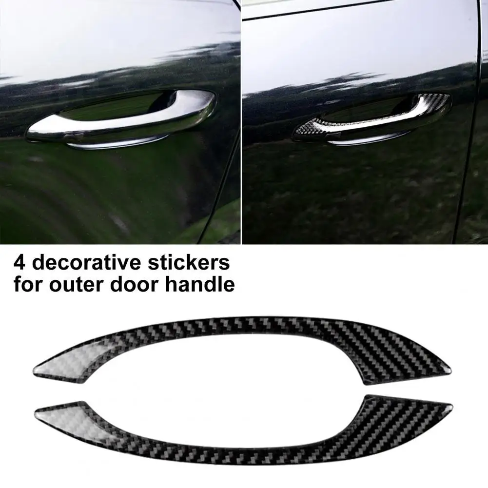 

4Pcs Door Handle Sticker Waterproof Strong Sticky Carbon Fiber External Door Handle Decor Sticker for Porsches Macan 2014-2021