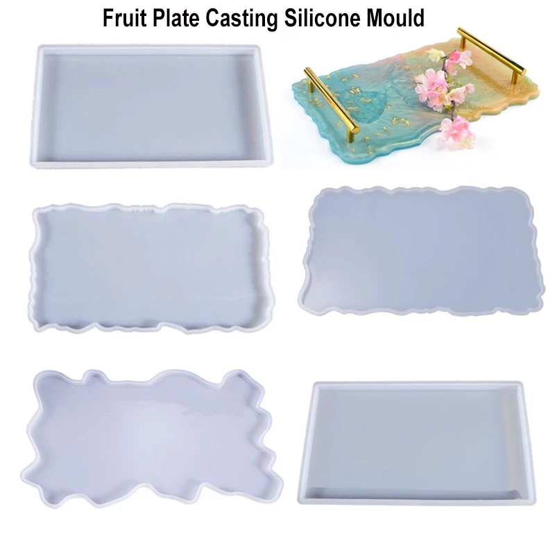 

5 Styles Crystal Epoxy Resin Mold Fruit Plate Irregular Coaster Tray Casting Mould Handmade DIY Crafts Silicone Making Tools