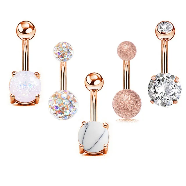 

5/8/10Pcs/Lot Belly Button Rings Cute Navel Piercing Ring Opal Belly Nail Ring Umbilical Piercing Jewelry Pircing Zircon Arcylic