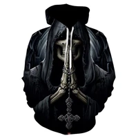 zogaa 2021 new mens hoodie 3d printed pattern skull long sleeve hooded pullover personalized gothic unisex couple clothing