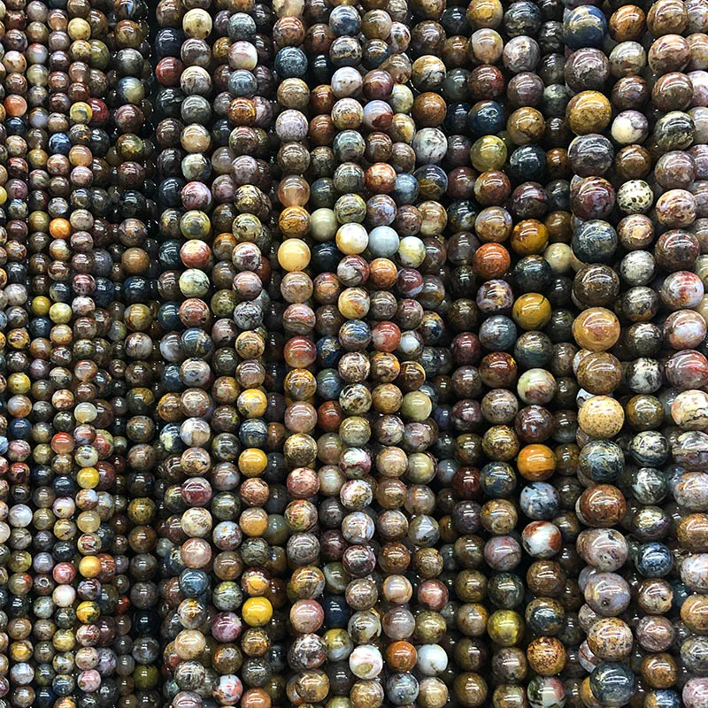 Natural Gem Stone Beads Pietersite Smooth Round Loose 4 6 8 10 12MM DIY For Bracelet Jewelry Making Wholesale | Украшения и