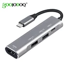 Адаптер Goojodoq USB Type-C 4 в 1 с 2 USB-портами, HDMI 4K и разъемом Type-C, 5 В