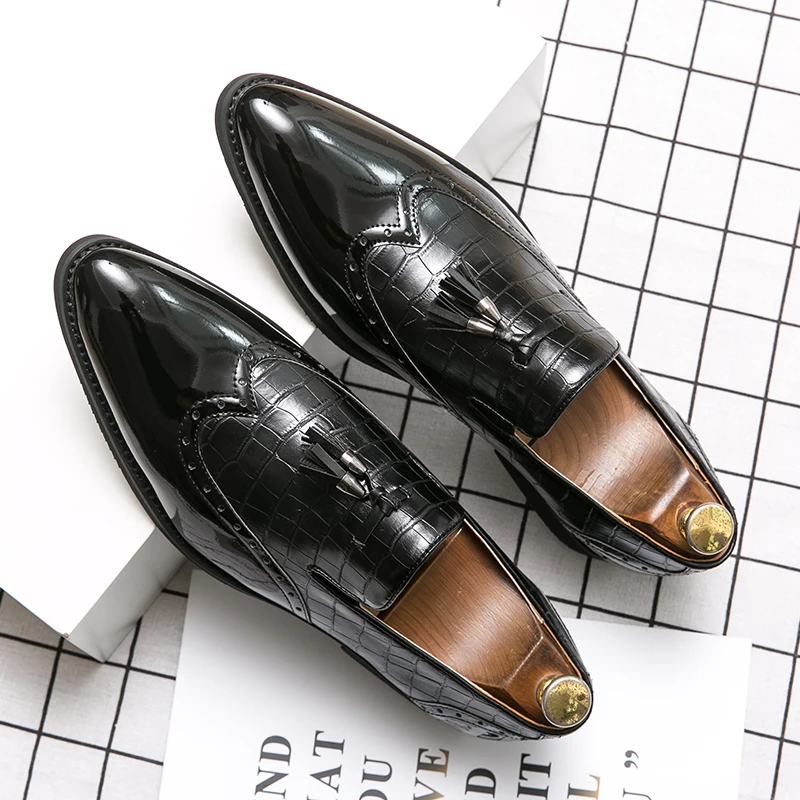 Большие размеры 38-48 Мужские броги в британском стиле Модельные туфли-оксфорды