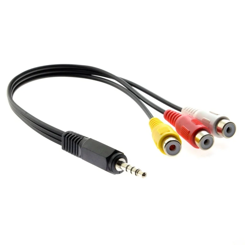 

Mini AV Male To 3RCA Female M/F Audio Video Cable Stereo Adapter 3.5mm Aux Stereo Audio RCA AV Audio Video Adapter Cord