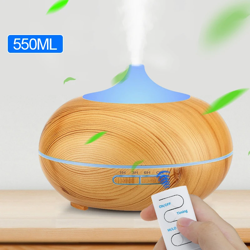 

550ml remote controel ectric humidifier ultrasonic air humidifier l USB aroma oil diffuser wood aromatherapy mist maker for home