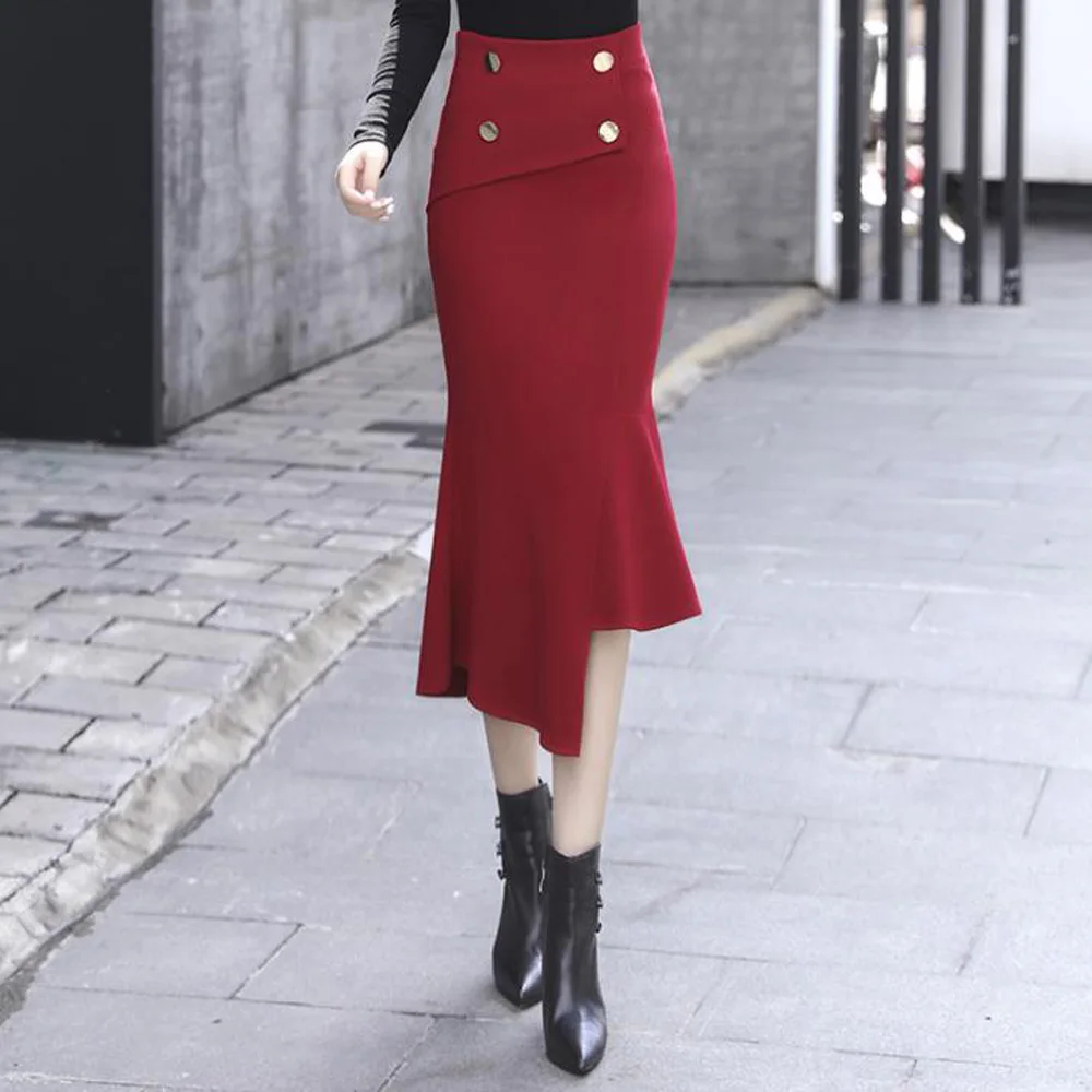 Юбка годе женская с высокой талией облегающая длинная юбка оборками Офисная