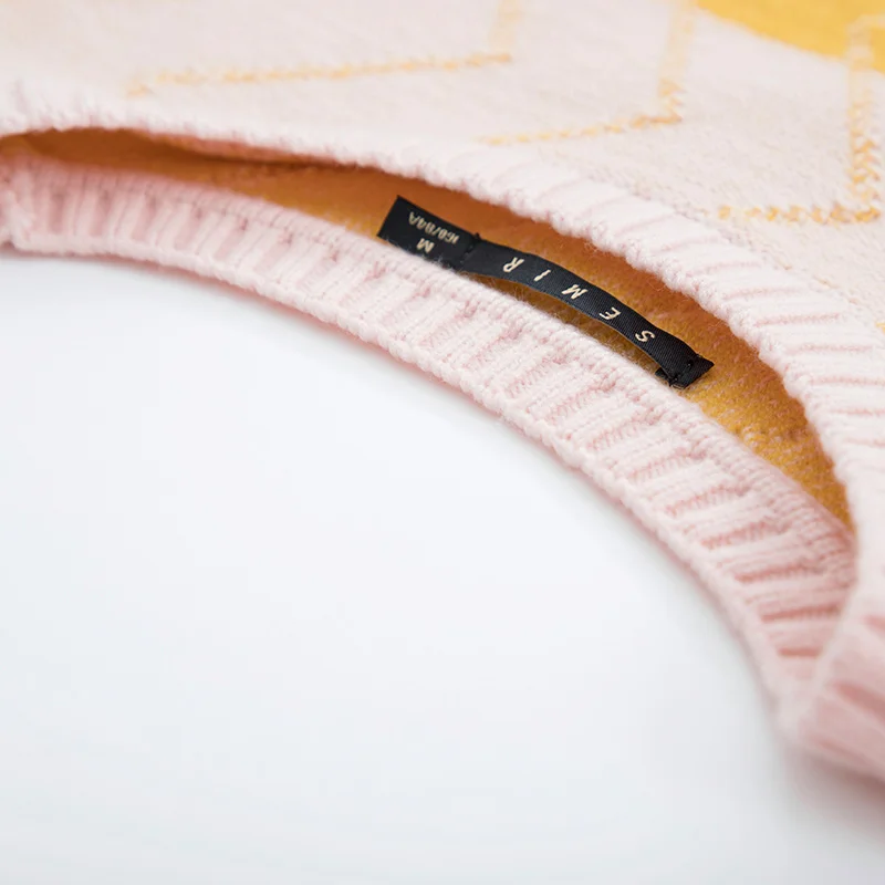 Женский трикотажный пуловер SEMIR плотный джемпер с длинным рукавом и высоким