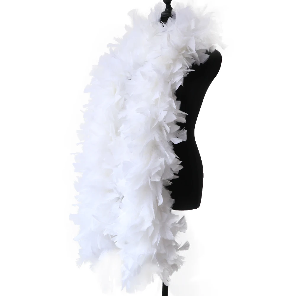 

200 Grams Dyed Marabou Turkey Feather Boa White Feathers Trim Ribbon 2 Meters Costume Wedding Dress Decoration Scarf Craft Boas