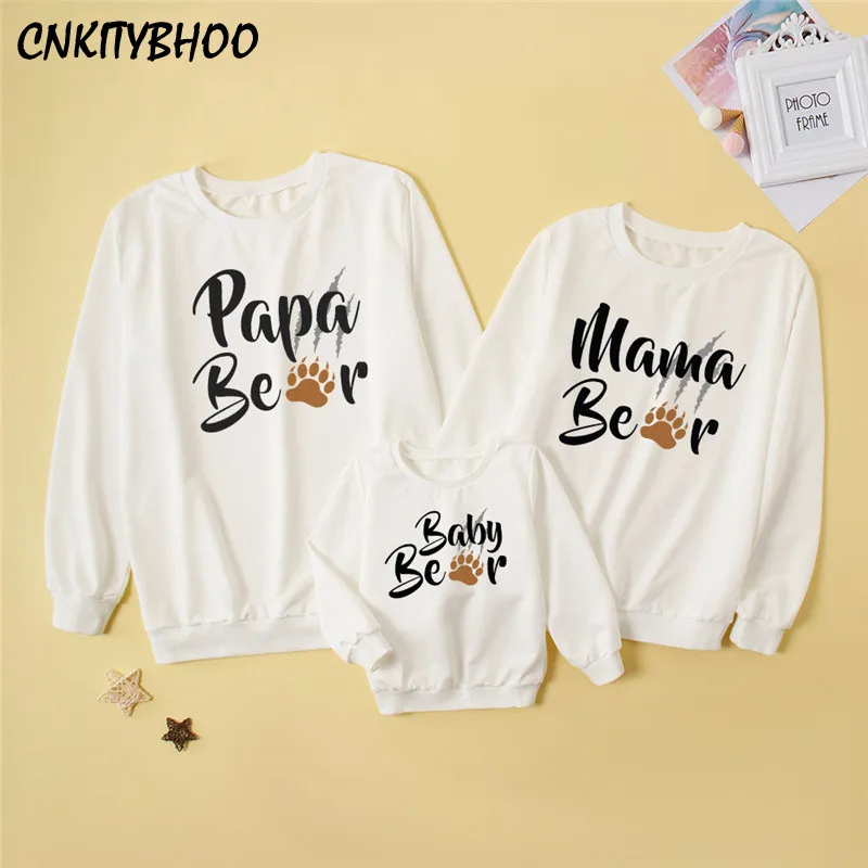 

Autumn Winter Family Matching Outfits Letter bear paw print Sweatshirts For Family Look Mom And Daughter Dad And Son Cothes