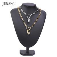 juwang o chain chokers necklaces fashion jewelry punk style diy heart lock pendant necklace for woman man party decoration