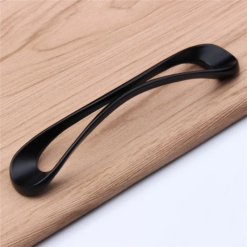 Простые черные дверные ручки из цинкового сплава выдвижной ящик комод спальня