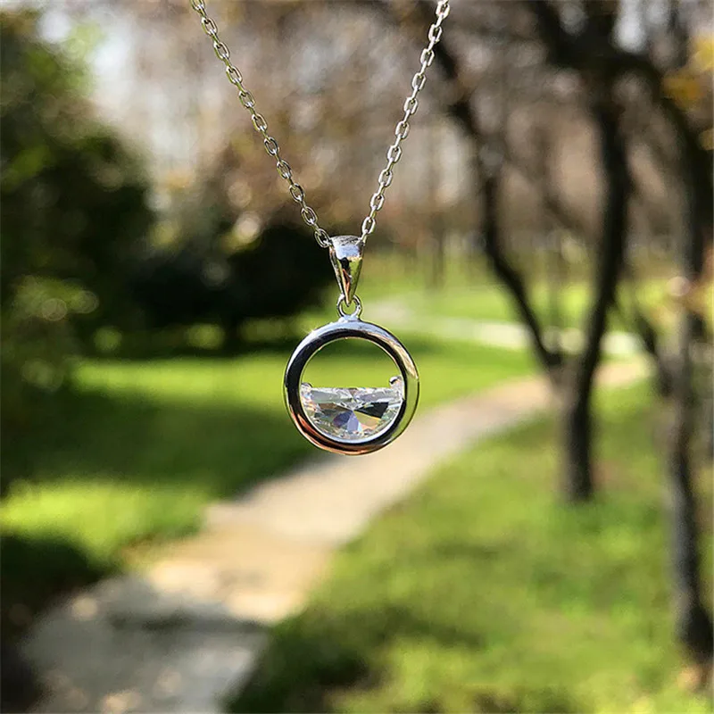 Изящное женское ожерелье с подвеской из циркона модное серебряное свадебное