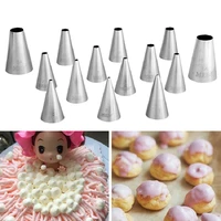free shipping 14pcs stainless steel 188 round piping nozzles cake cupcakes decorating icing tips set